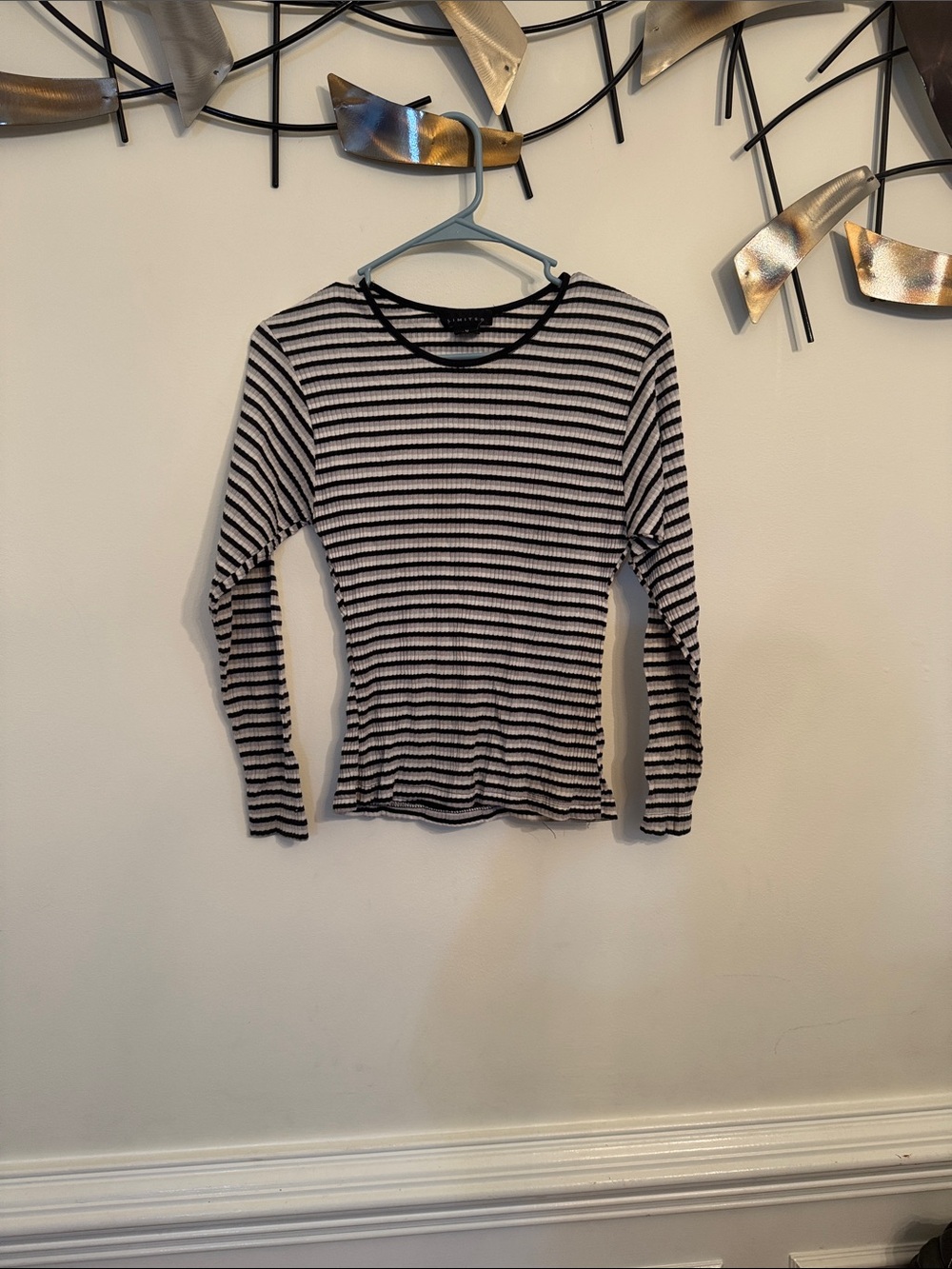 The Limited Black & White Striped Ribbed Long-Sleeve Tee